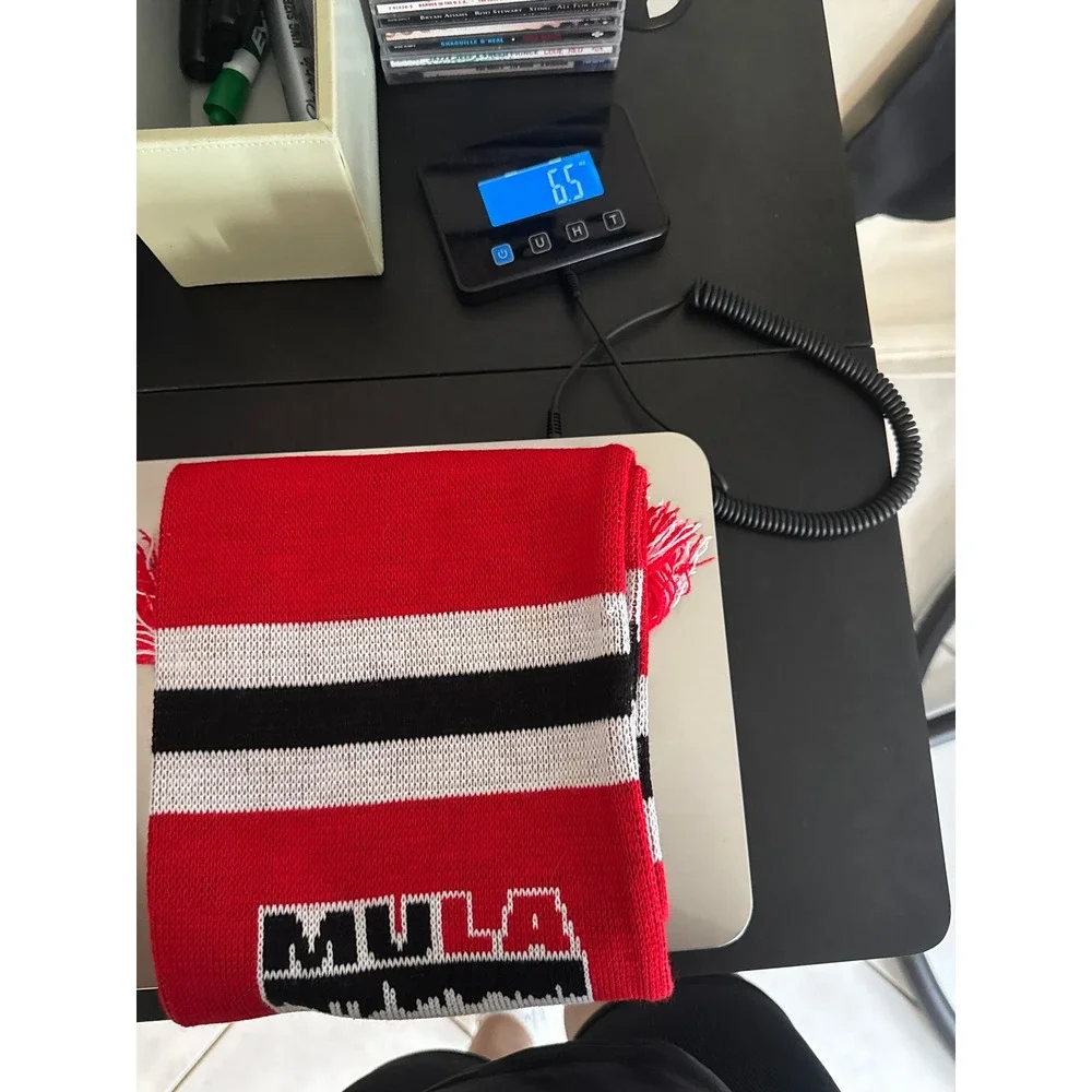 Ruffneck Scarves MULA Soccer Scarf Red Black White Striped Knit‎ Fringe Turkey